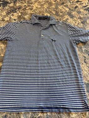 The Seaside Style Polo Shirt Size S Blue Stripe
